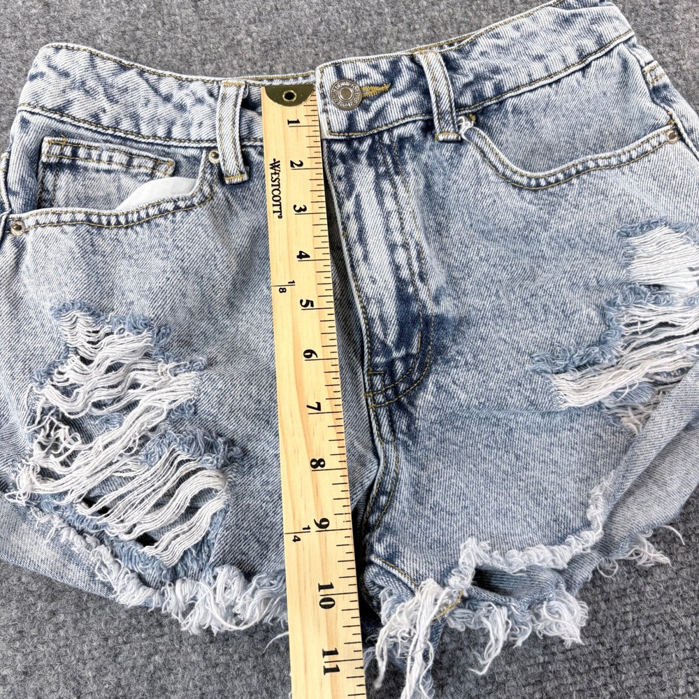 Forever 21 Distressed Denim Shorts Light Wash Acid High Waist Size 27 Womens - Picture 7 of 7